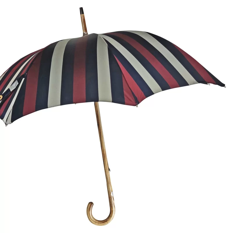 Parapluie rayé multicolore - Poignée en hêtre naturel – Image 6