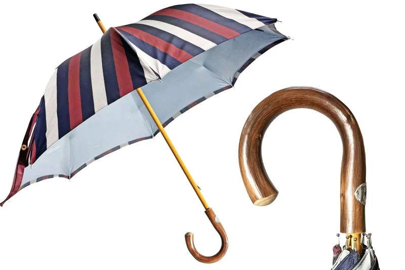 Parapluie double toile pour homme - Gris et rayé