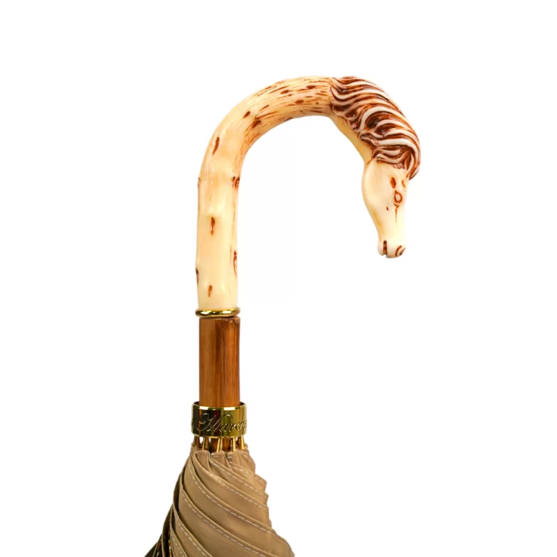 Élégance équestre : Parapluie de luxe pour homme avec manche en bois de cheval, fabriqué à la main – Image 2