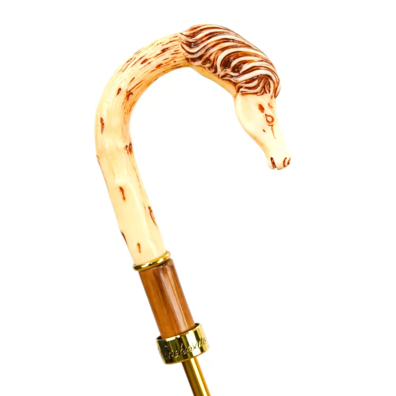 Élégance équestre : Parapluie de luxe pour homme avec manche en bois de cheval, fabriqué à la main – Image 5
