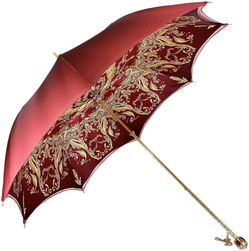 Chic Ciel parapluie design avec couronne Bordeaux - Poignée Mylord avec pierres rouges – Image 3