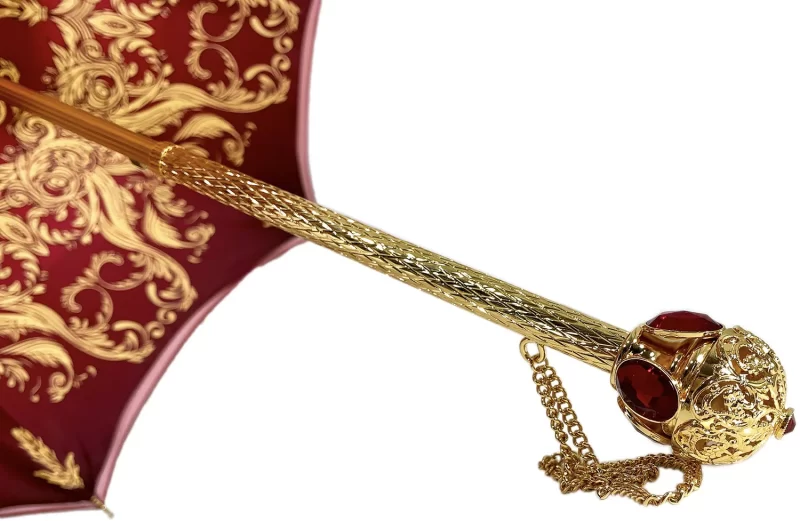 Chic Ciel parapluie design avec couronne Bordeaux - Poignée Mylord avec pierres rouges – Image 5
