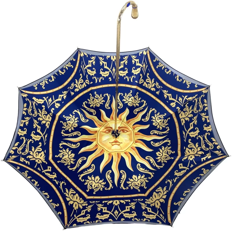 Magnifique Parapluie Double Canopée dans un luxueux satin bleu – Image 3